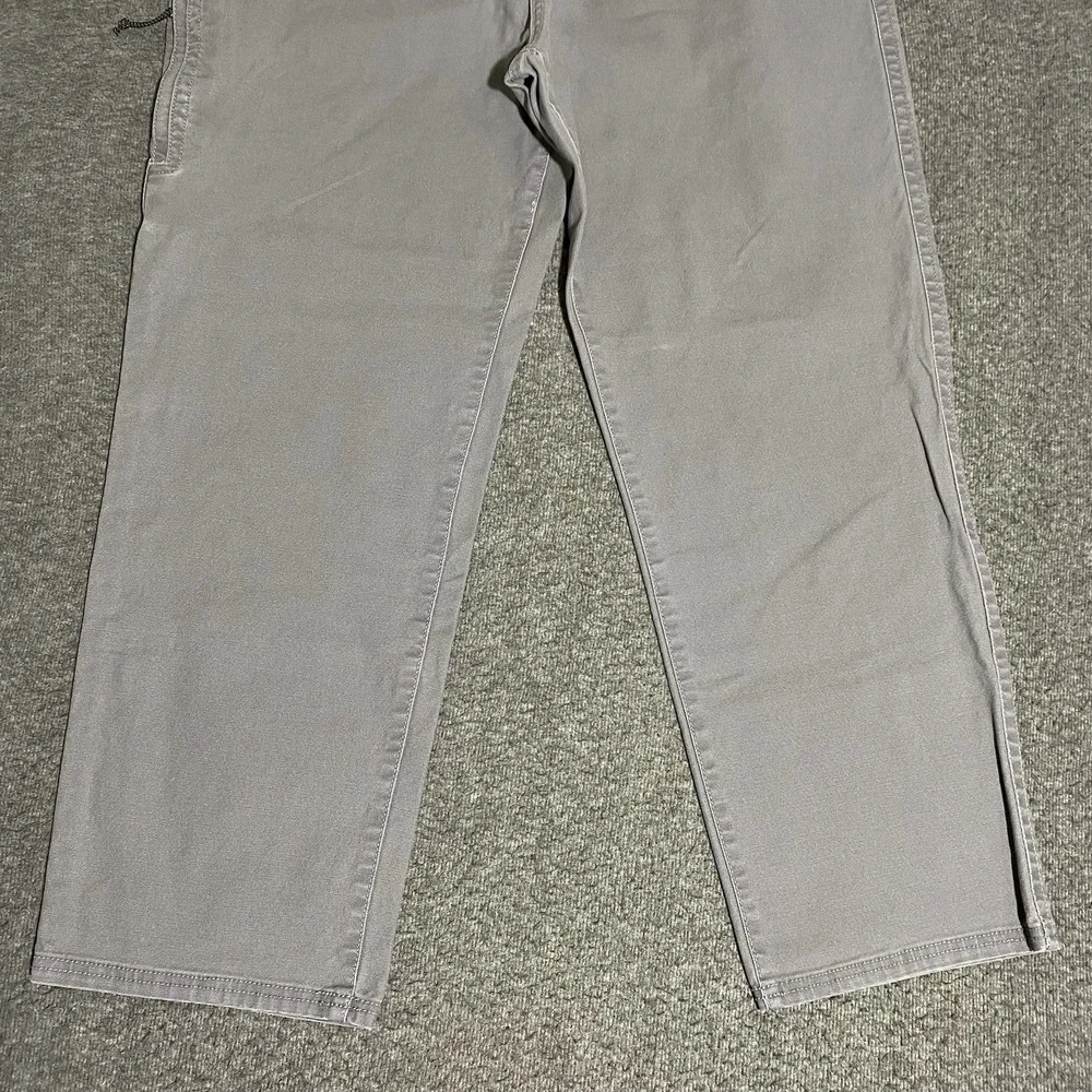 GH Bass & Co Mens Utility Pants 40x29 Gray Canvas Straight Leg Carpenter Cargo